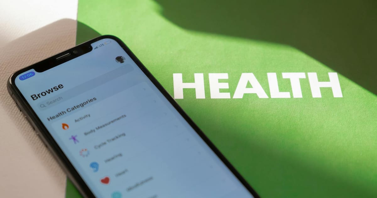 Smartphone showing a health app with a privacy lock icon, representing local-only health data storage